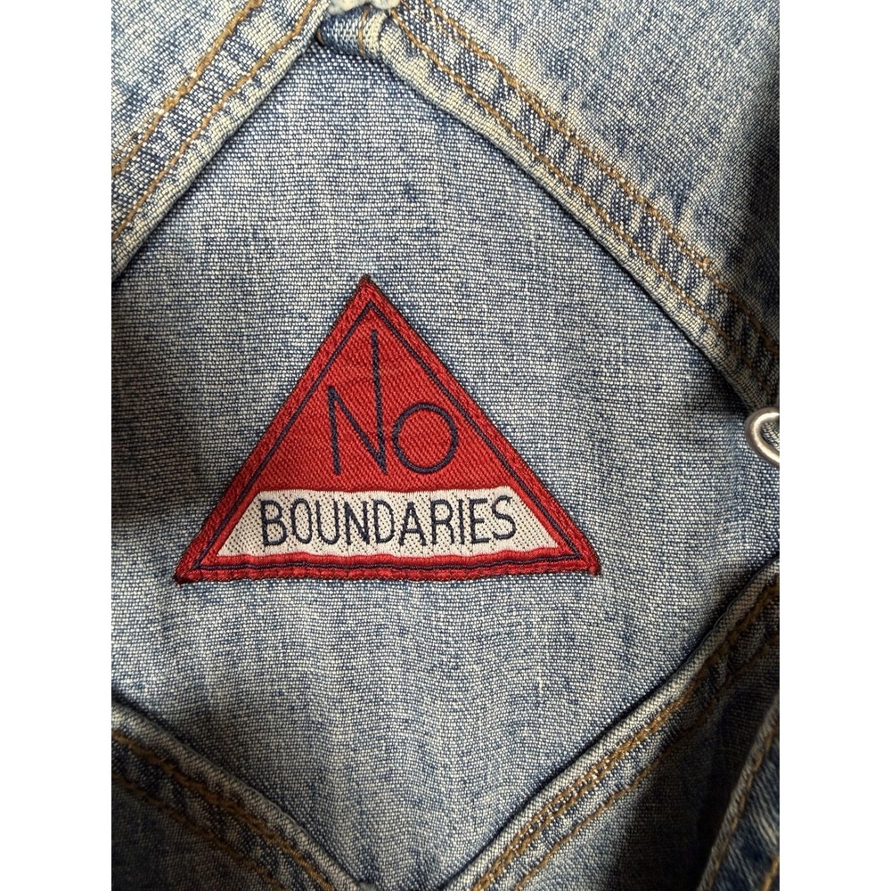 Vtg 90s Y2K No Boundaries Denim Overalls Size M Workwear Grunge Wide Leg - Picture 4 of 8